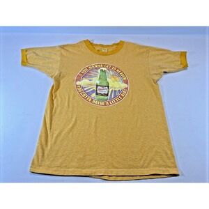 Vintage Little Kings Beer Shirt Size Large Ringer Tee T Cream Ale Single Stitch